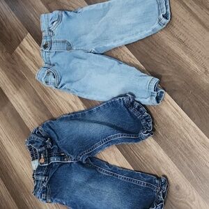 Denim Jeans (2 Pair) Toddler Girls  Size 12 12-18 mo Dark/Light Wash Ruffles